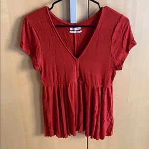 Urban Outfitters Red V Neck Top Size L